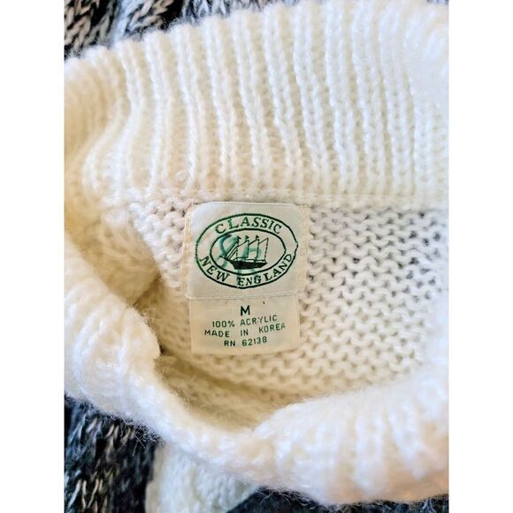 Classic New England‎ Women's M Sweater Vintage High Neck Bk/Wh/Gray Medium - Picture 6 of 6